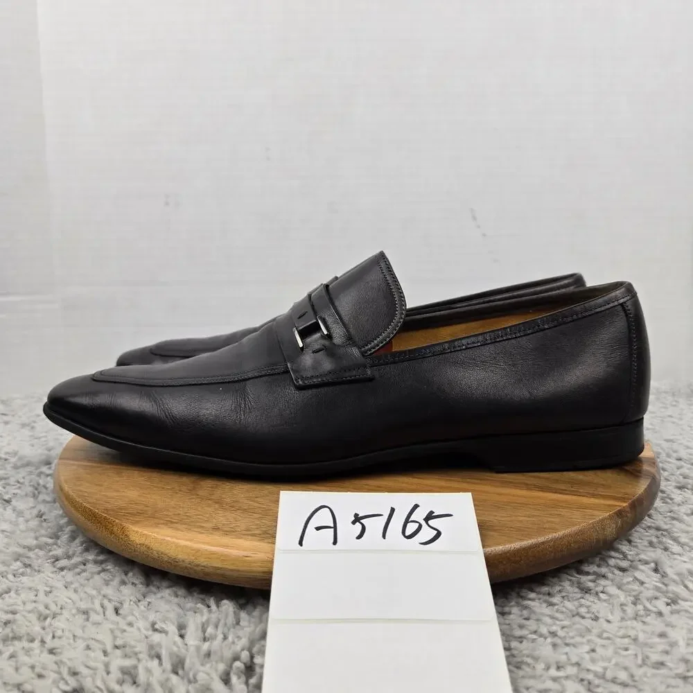 Magnanni Men 13M Black Leather Side Bit Apron Toe Business Casual Loafer Dress